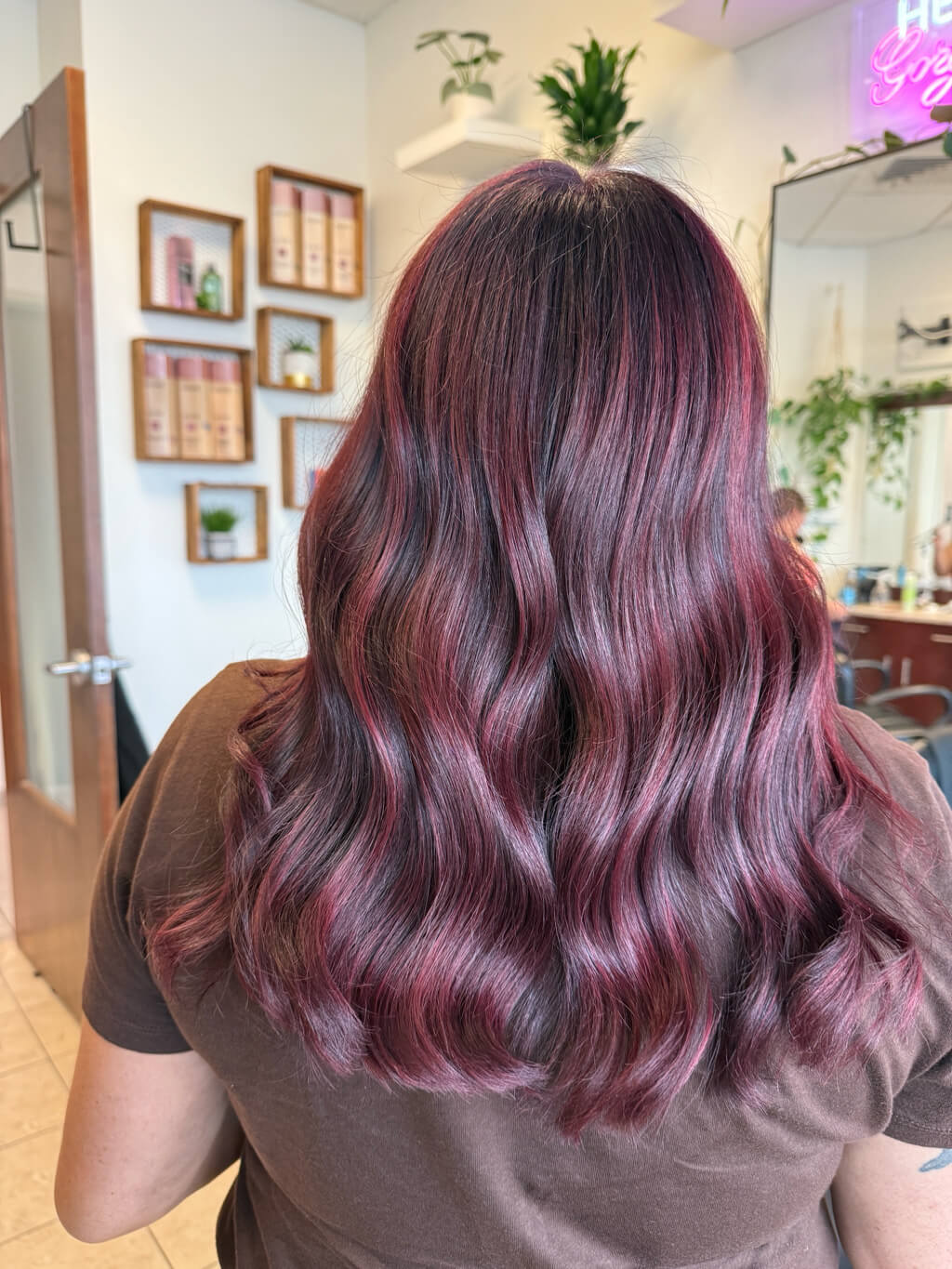 Burgundy hair waves